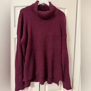 Cyrus Deep Burgundy Cowl Neck Sweater